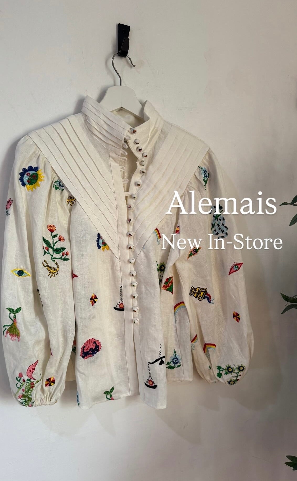 Alemais Atticus Motif Embroidered Linen Shirt - Size 8