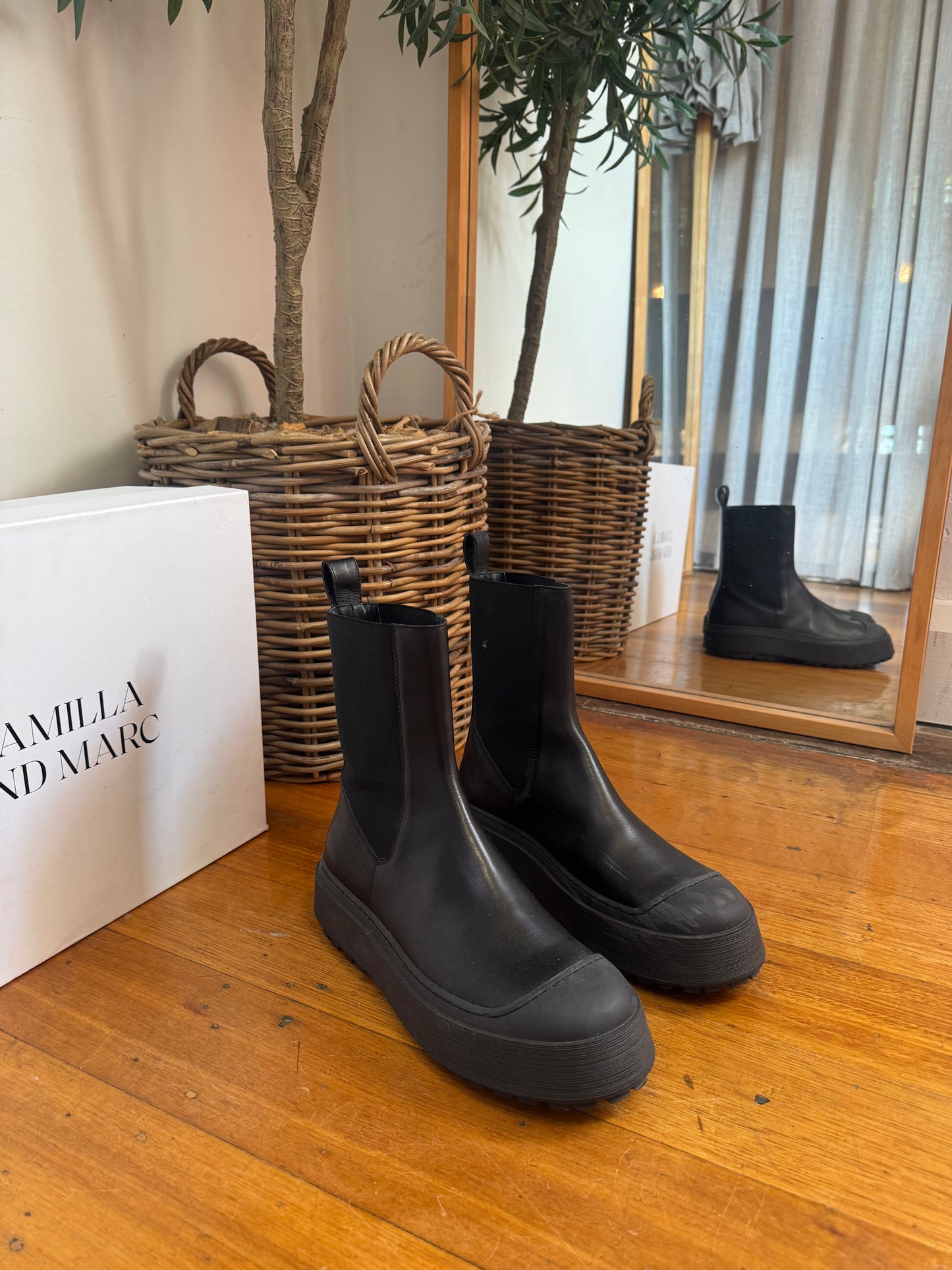Camilla and Marc Willow Chunky Black Boots - Size 41