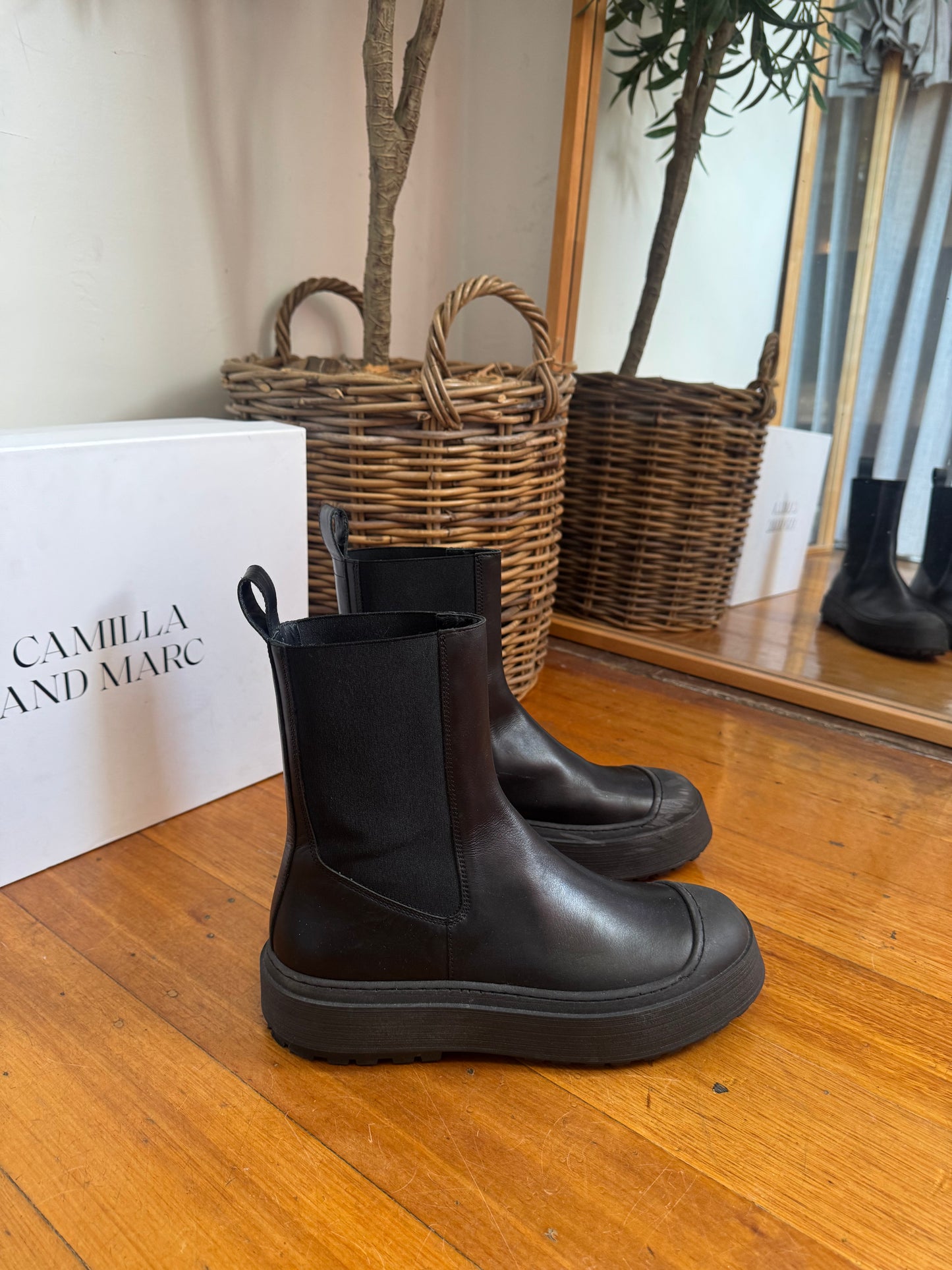 Camilla and Marc Willow Chunky Black Boots - Size 41