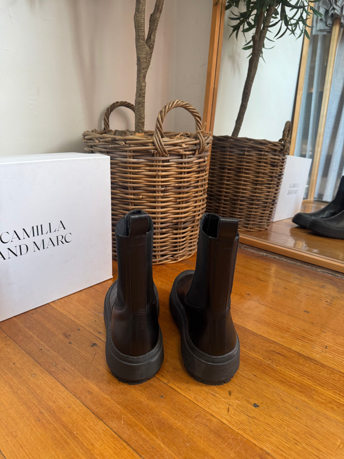 Camilla and Marc Willow Chunky Black Boots - Size 41