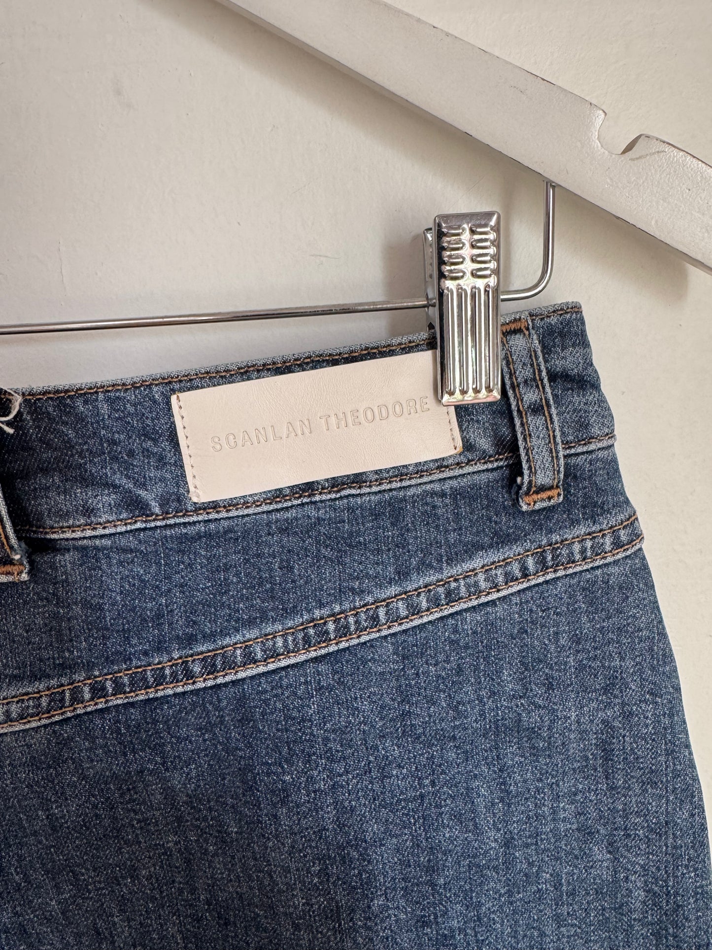 Scanlan Theodore Denim Stretch Pencil Skirt - Size 10