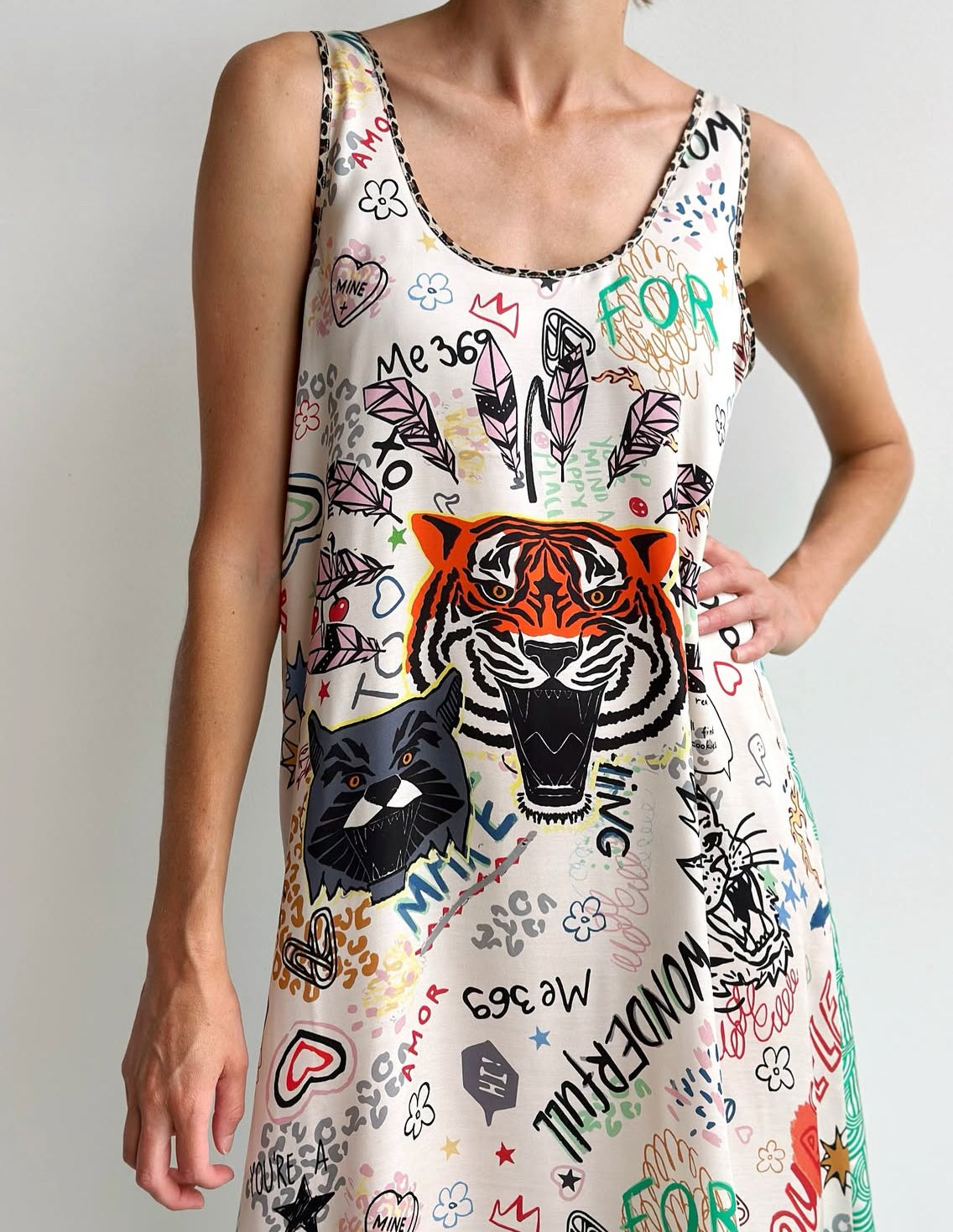 Me369 Allison Sleeveless Graffiti Dress - Size XS