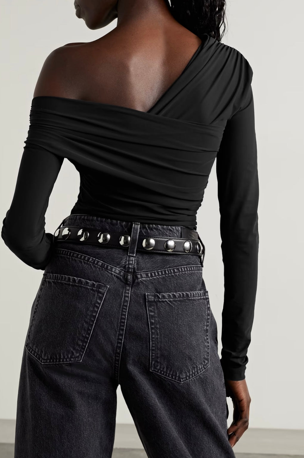 Goldsign Fonteyn One Shoulder Black Body Suit - Size M