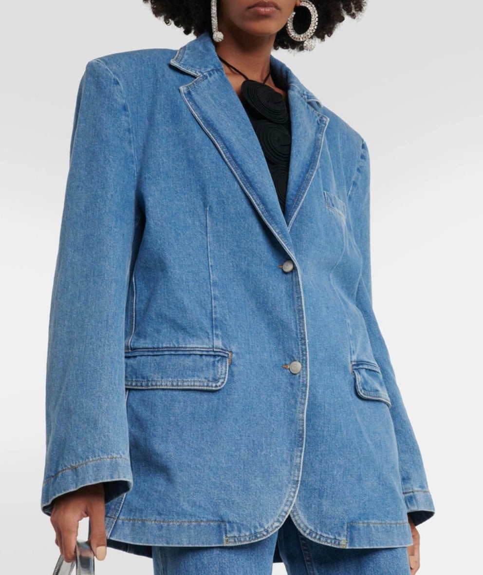 Magda Butrym Denim Oversized Blazer - Size 34 (Like New)