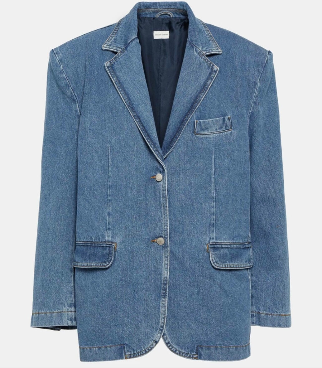 Magda Butrym Denim Oversized Blazer - Size 34 (Like New)