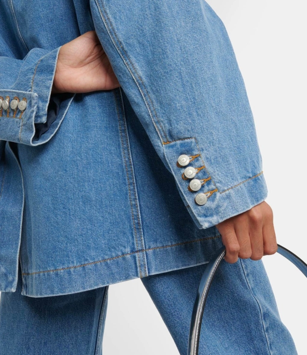 Magda Butrym Denim Oversized Blazer - Size 34 (Like New)