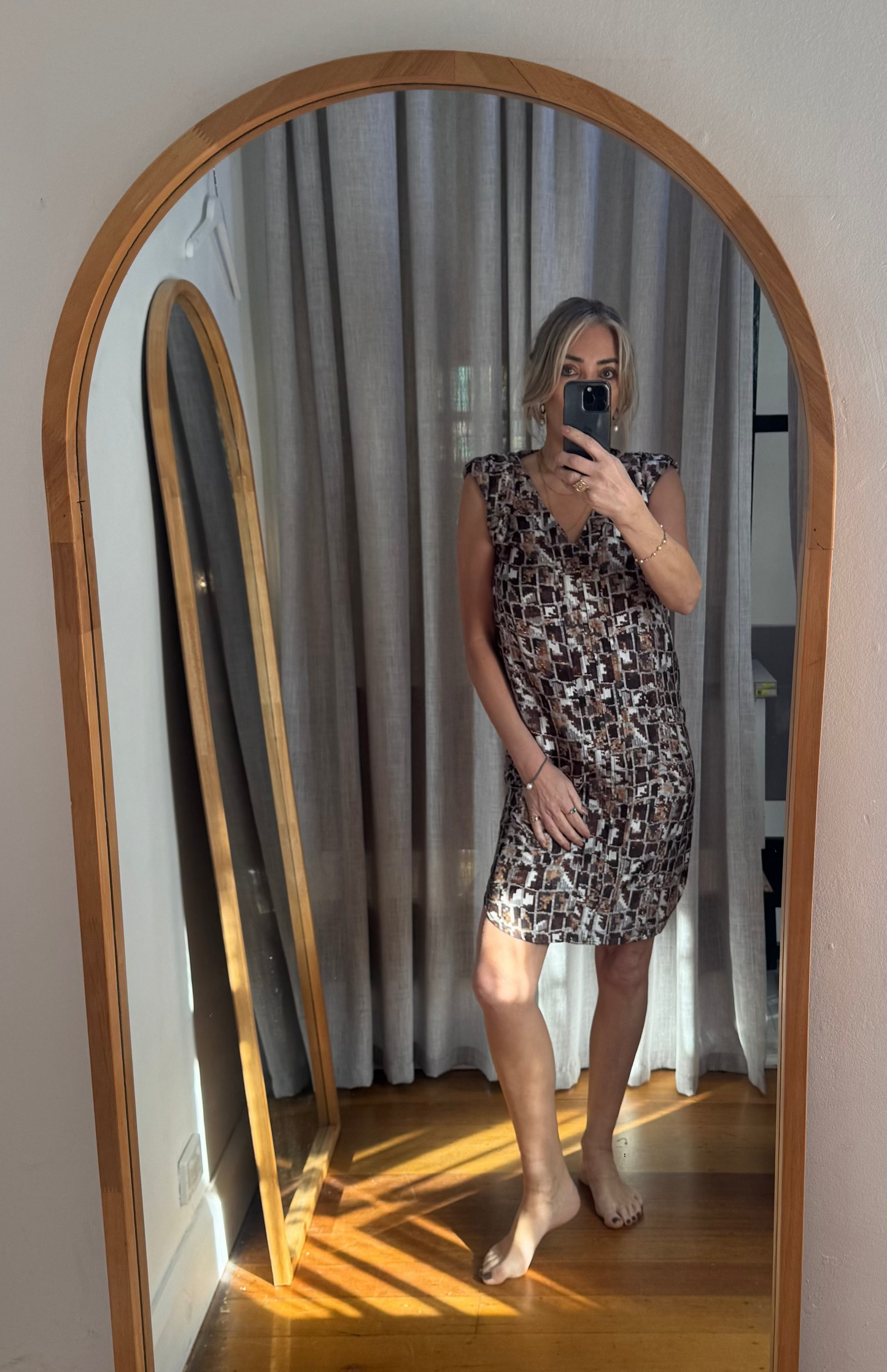 Scanlan Theodore Silk Print Shift Dress - Size 8