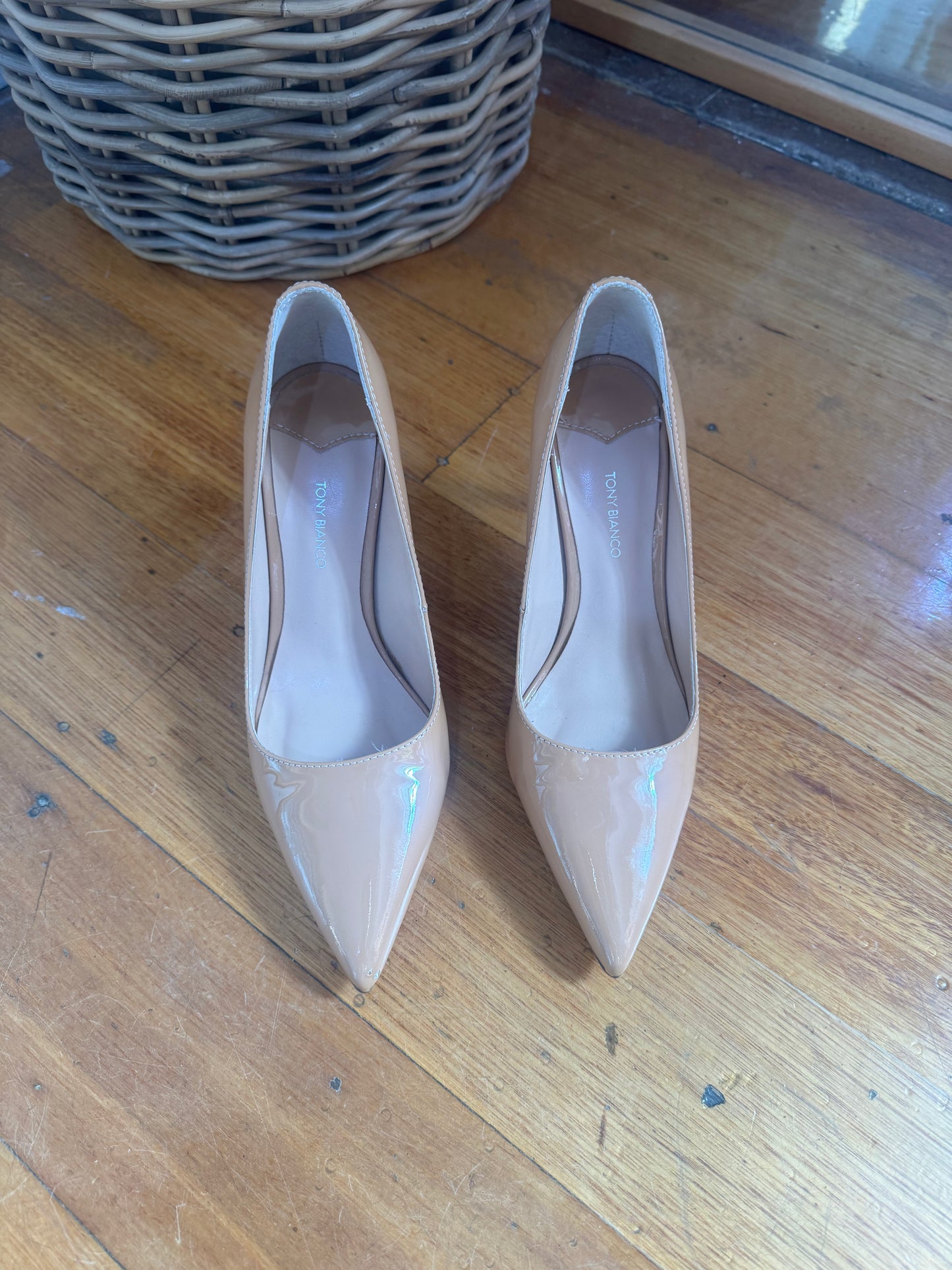 Tony Bianco Beige Patent Leather Heels - Size 7