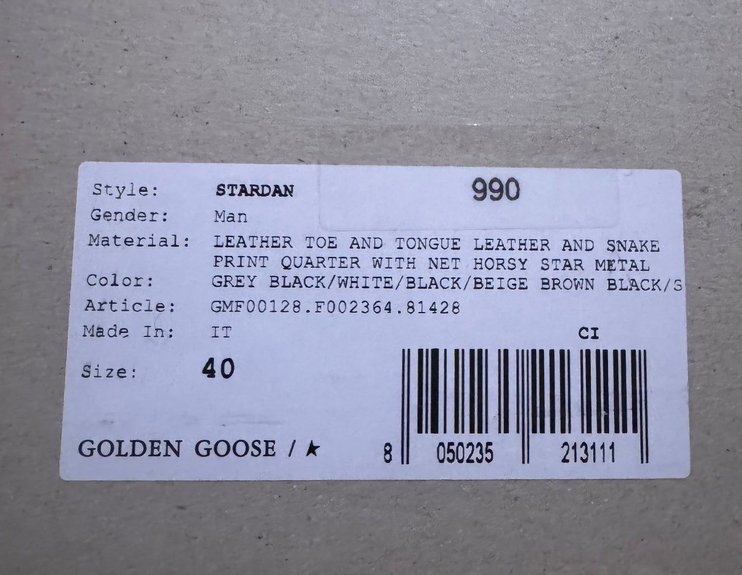 Golden Goose Stardan Low-Top Sneakers - Size 40 (Brand New in Box)