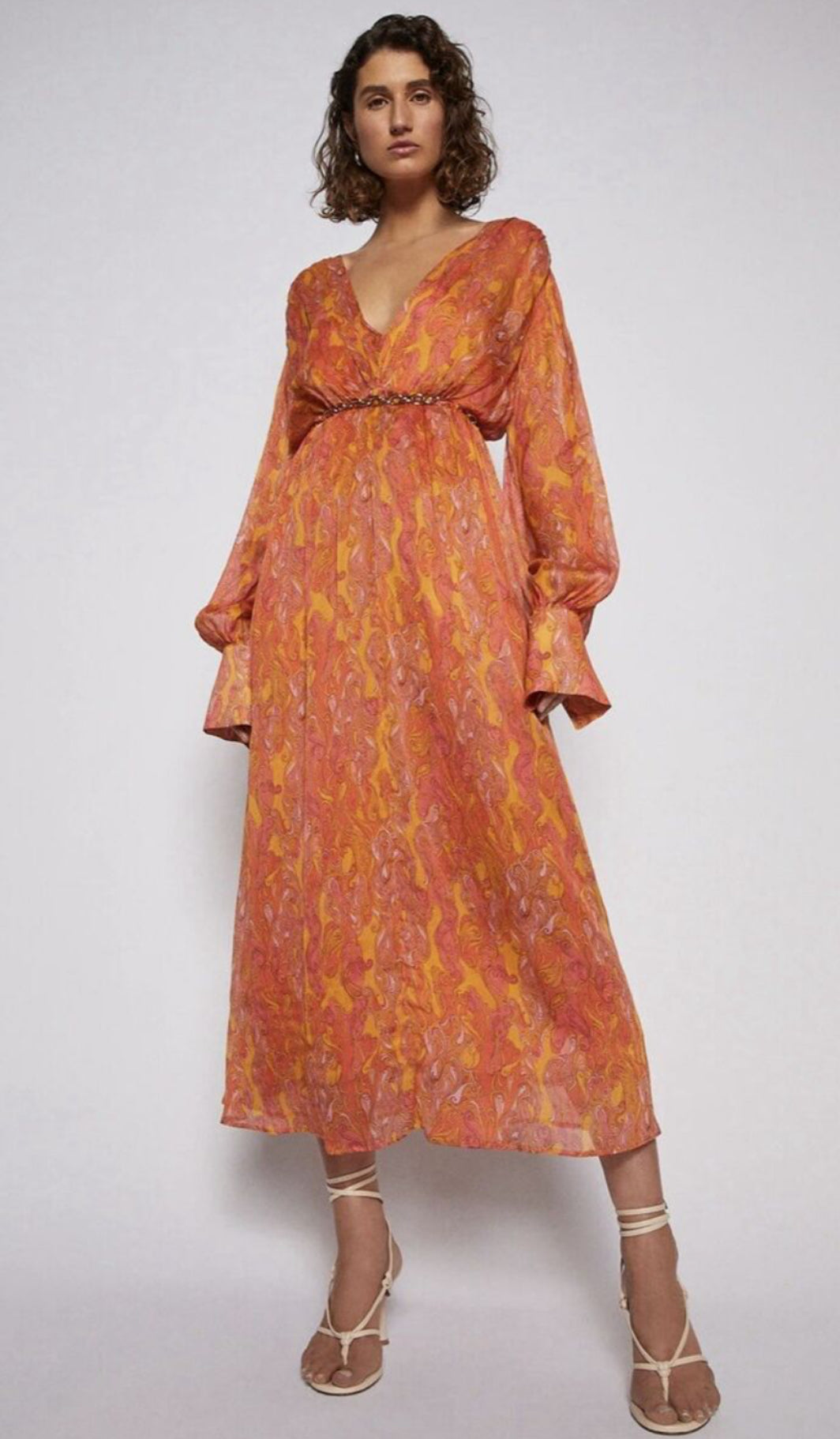 scanlan theodore orange dress Scanlan Theodore - Paisley GGT Midi Dress