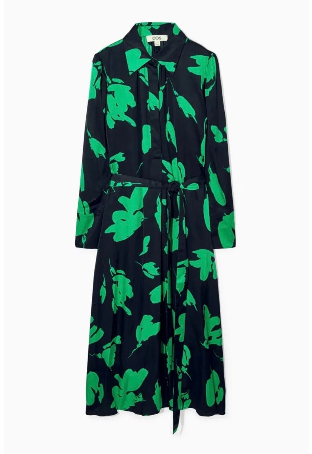 COS Belted Green Midi Dress with Pockets - Size 34 | Size S