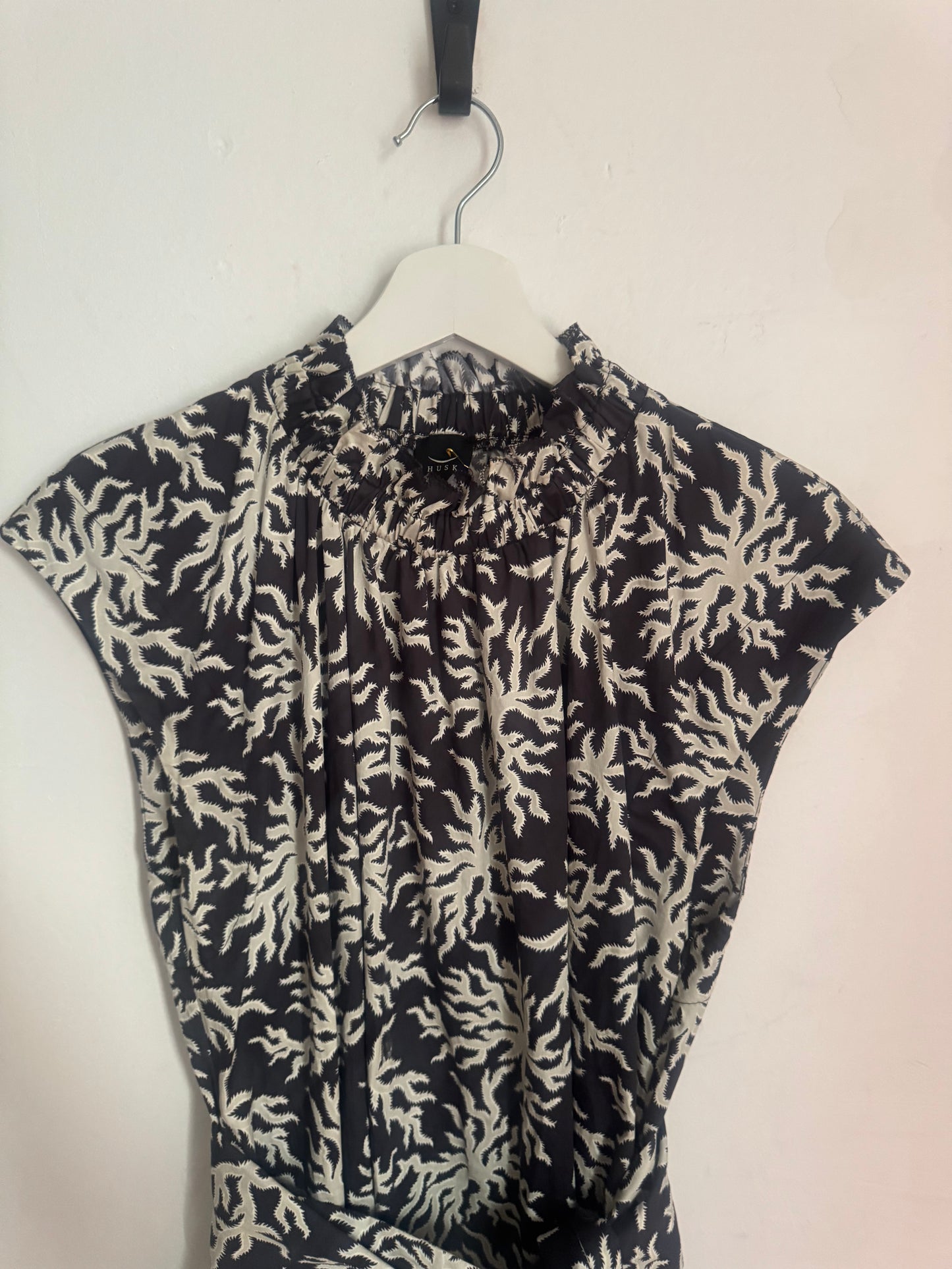 Husk Print Cotton Midi Dress - Size 10