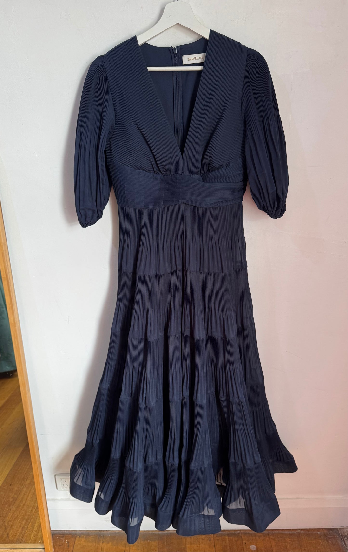 Zimmermann Navy Pleated Midi Dress - Size 1
