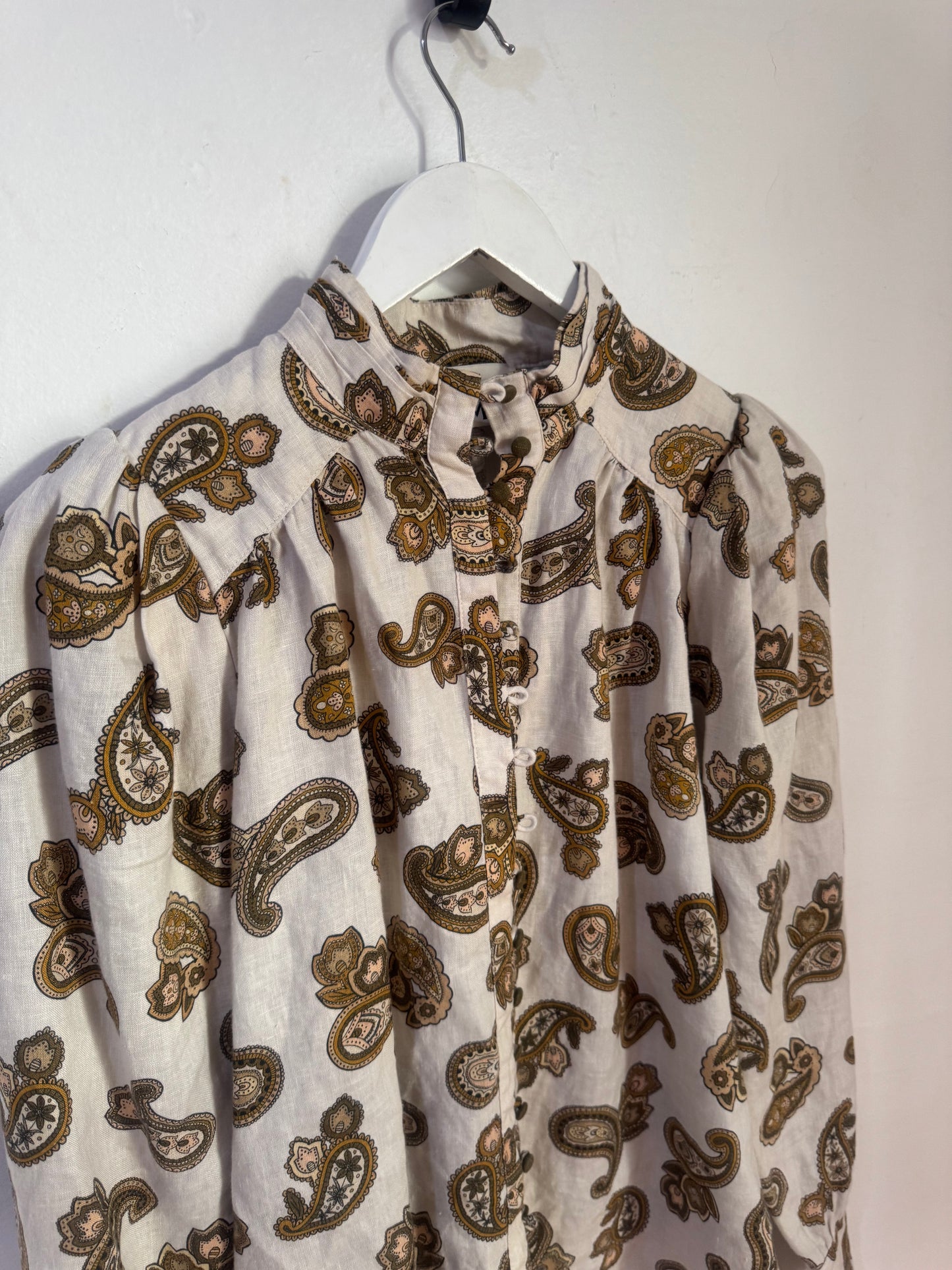 Alemais Mia Paisley Print Linen Blouse - Size 6