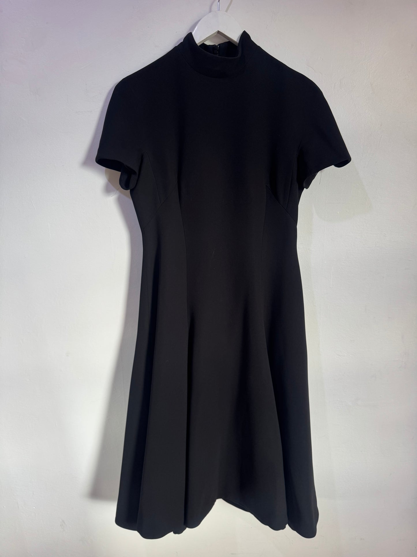 Carla Zampatti Black A-Line Crepe Dress - Size 8