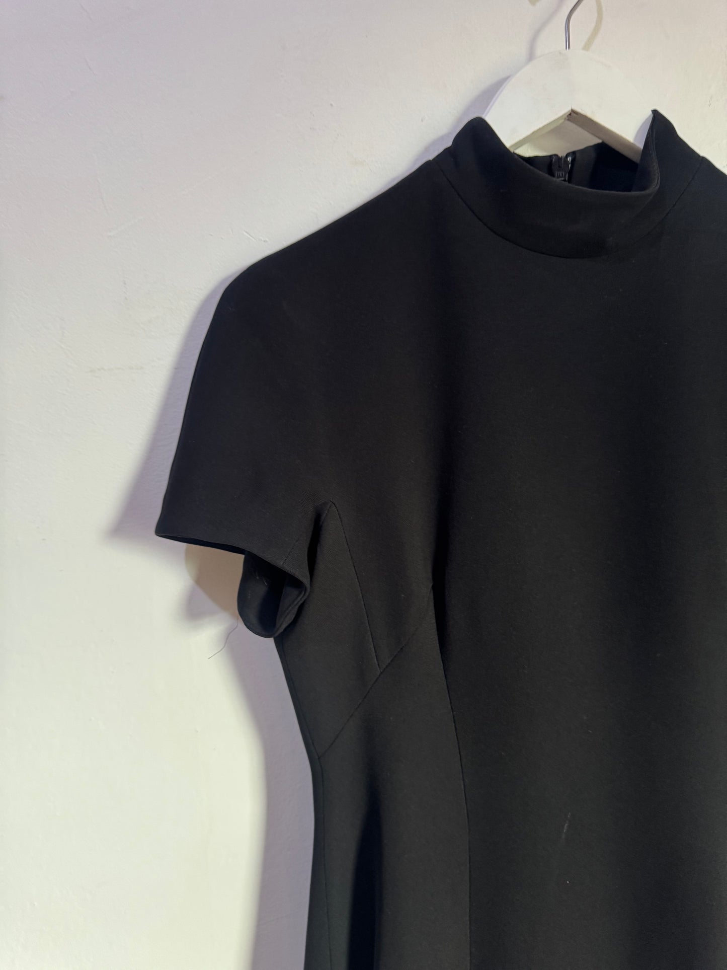 Carla Zampatti Black A-Line Crepe Dress - Size 8
