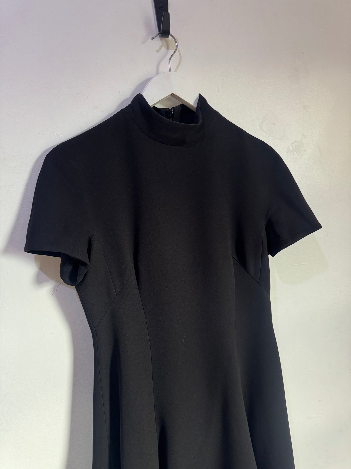 Carla Zampatti Black A-Line Crepe Dress - Size 8