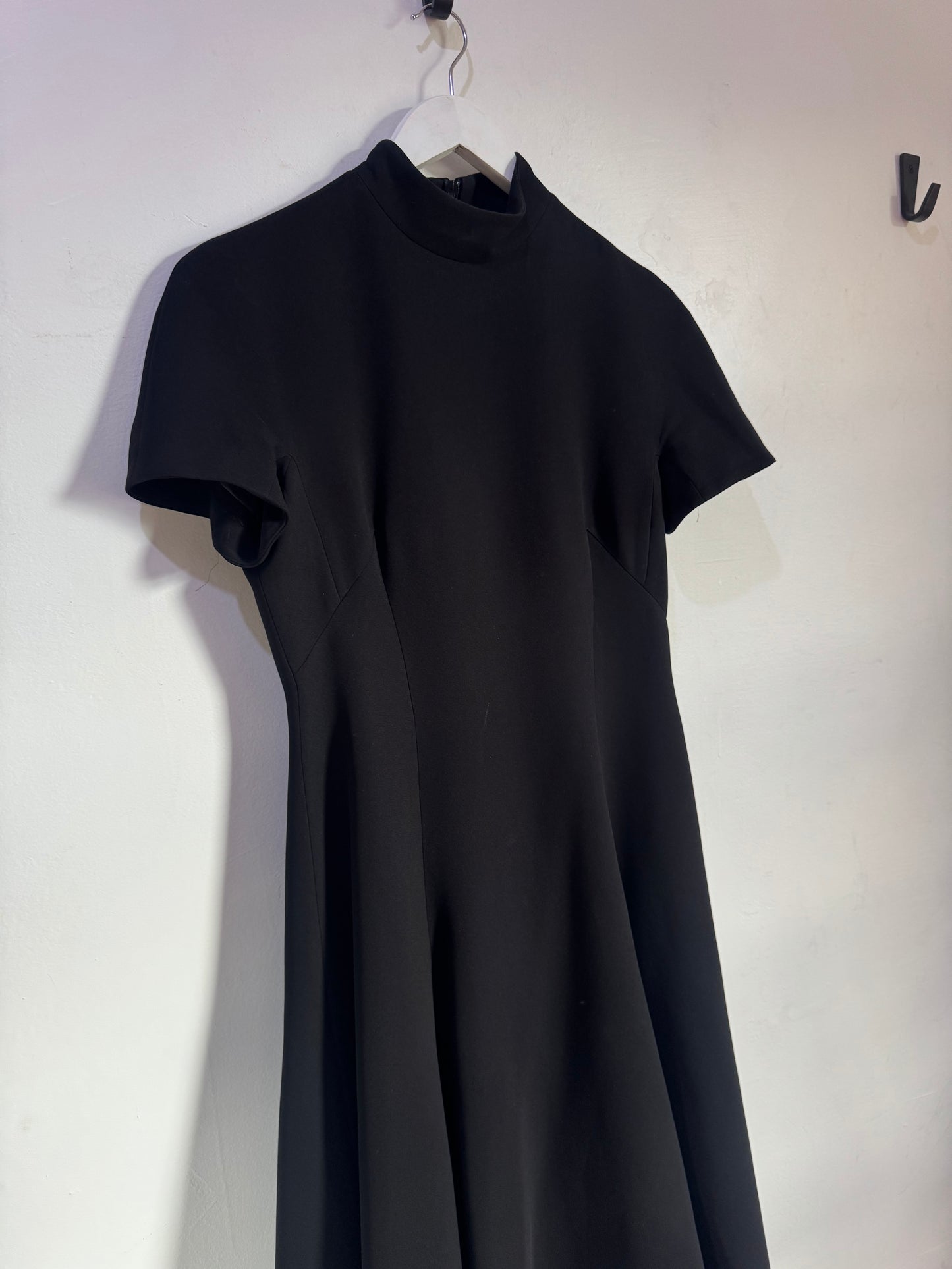 Carla Zampatti Black A-Line Crepe Dress - Size 8
