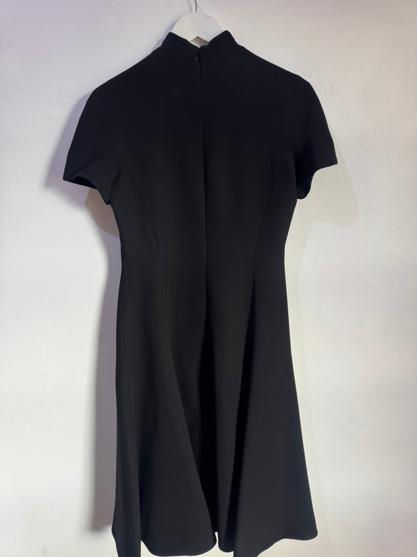 Carla Zampatti Black A-Line Crepe Dress - Size 8