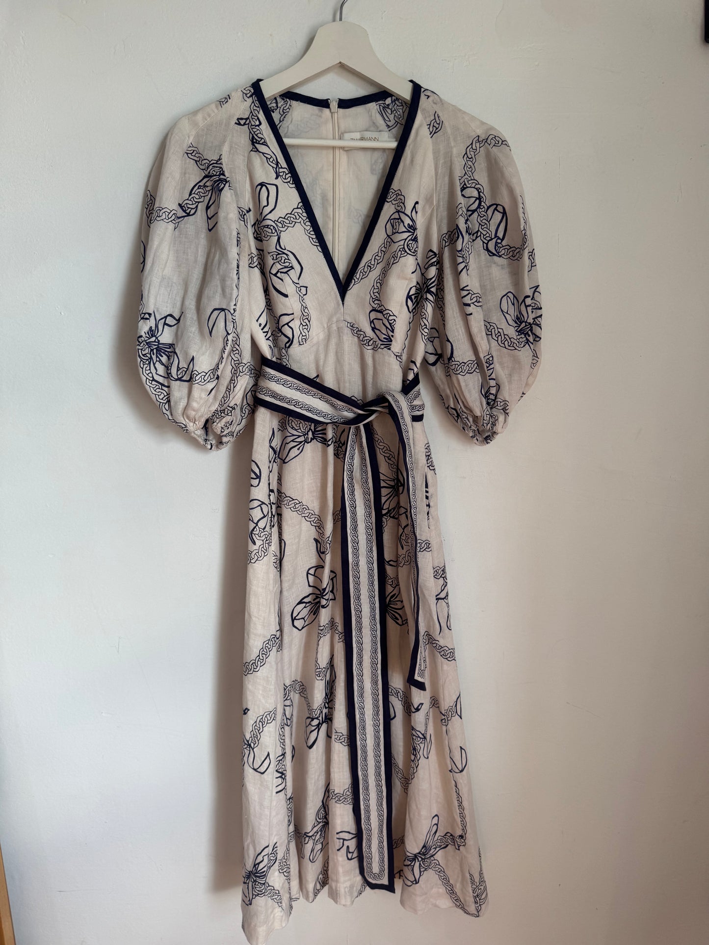 Zimmermann Day Midi Navy Bow Dress - Size 0