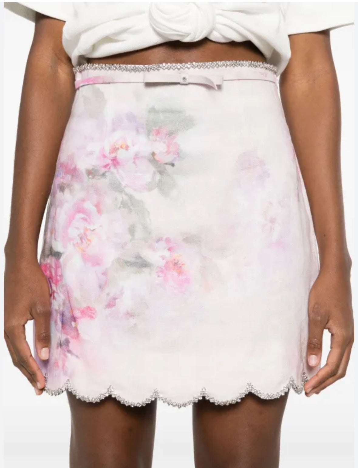 Zimmermann Crushed Linen Floral Mini Skirt - Size 0