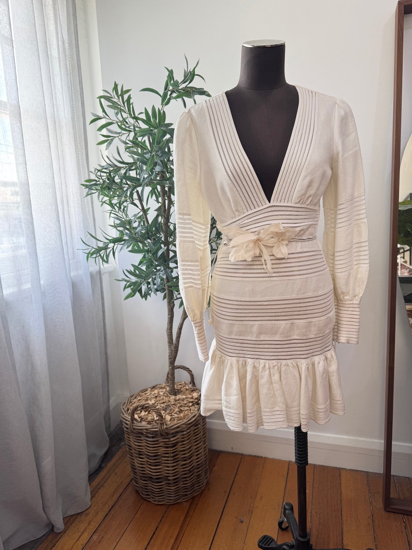 Zimmermann Corsage Linear Mini Dress - Size 0