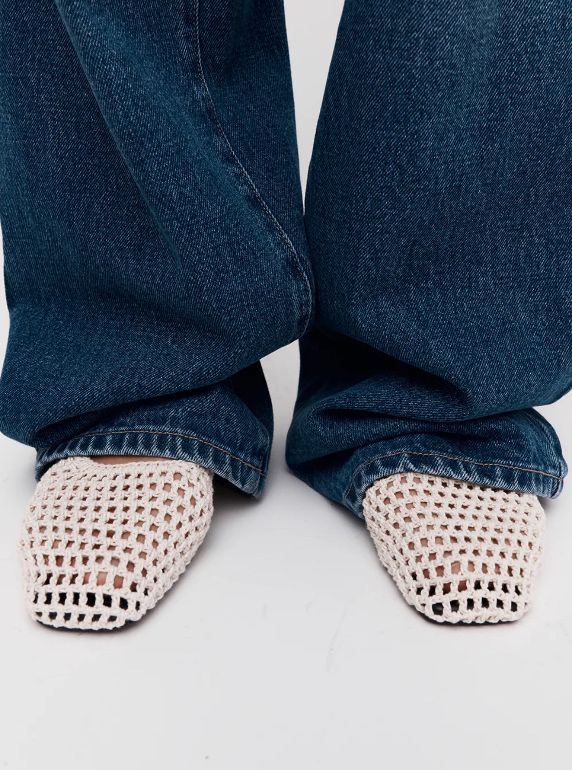 Rebe Crochet Natural Ballet Flat - Size 39 (Brand New)