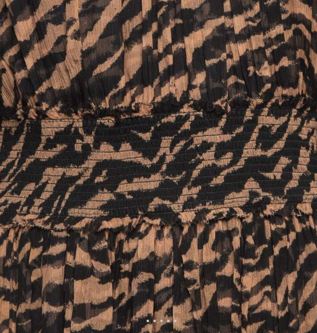 Zimmermann Wavelength Shirred Tiger-Print Silk Mini Dress - Size 1