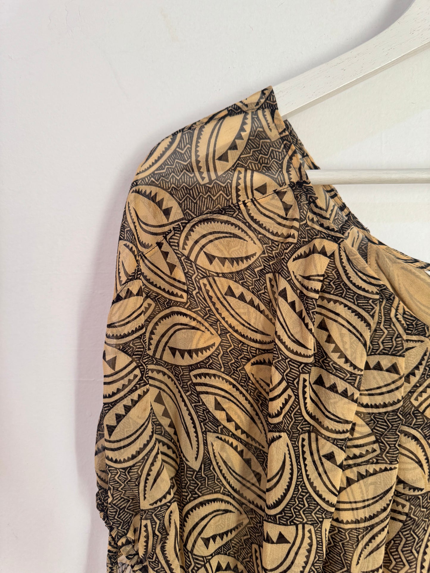 Diane von Furstenberg Merrill Brown Silk Layered Print Blouse - Size 10
