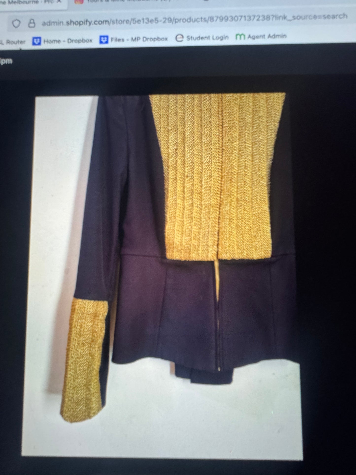 sass & bide Navy & Gold Tailored Brocade Blazer - Size 10