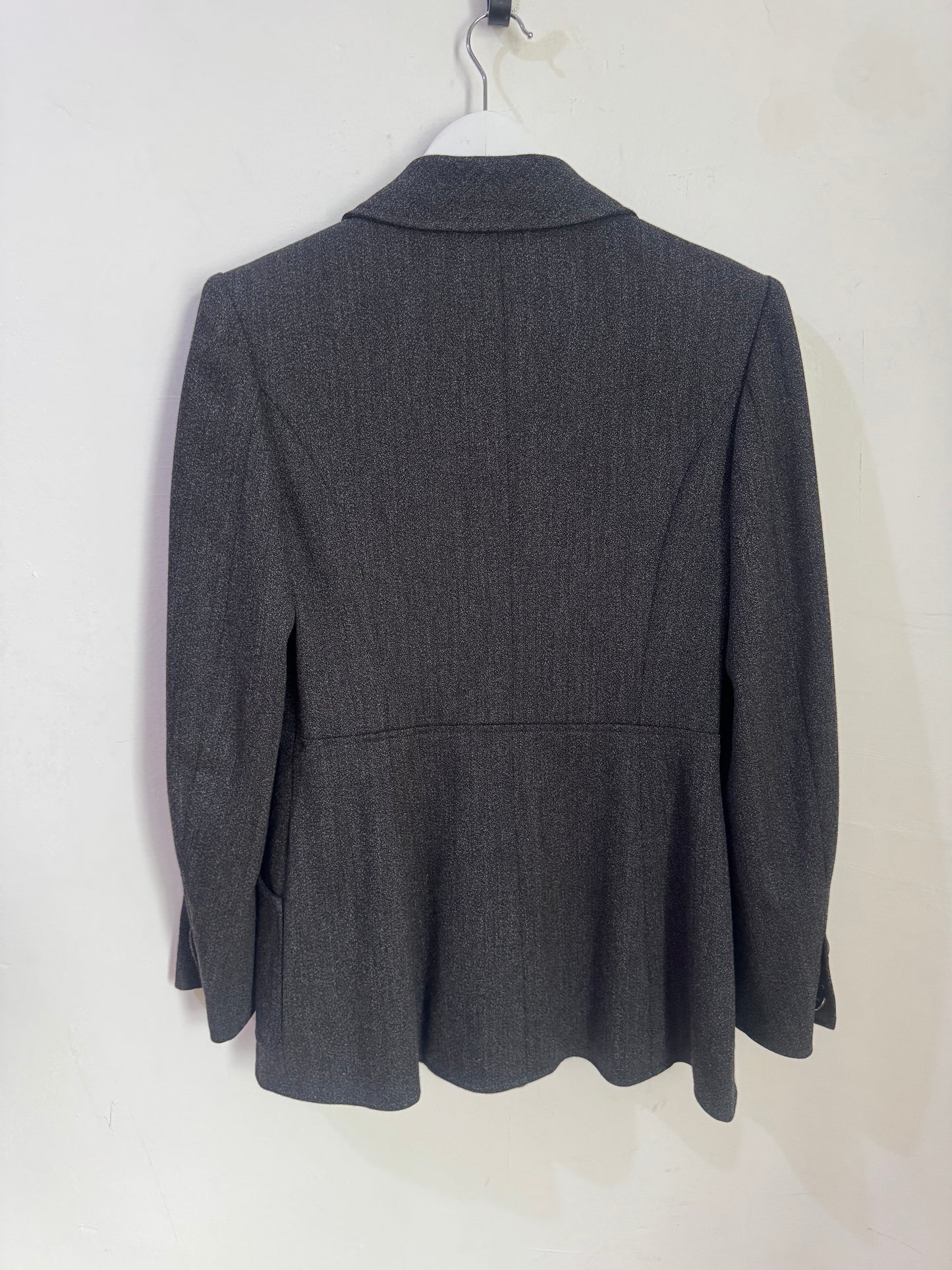 Chanel Grey Vintage 100% Wool Blazer - Size 38