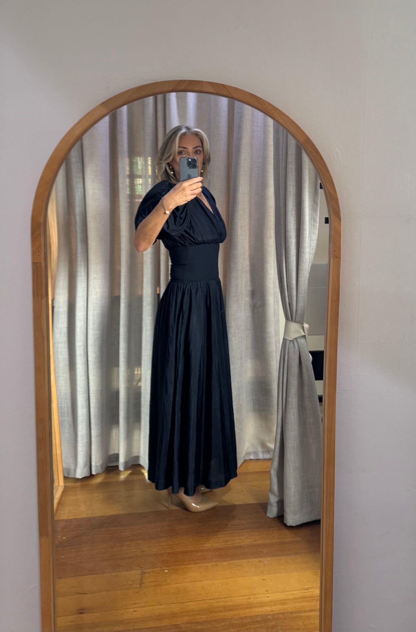 Husk Lucia Navy 100% Silk Dress - Size 8