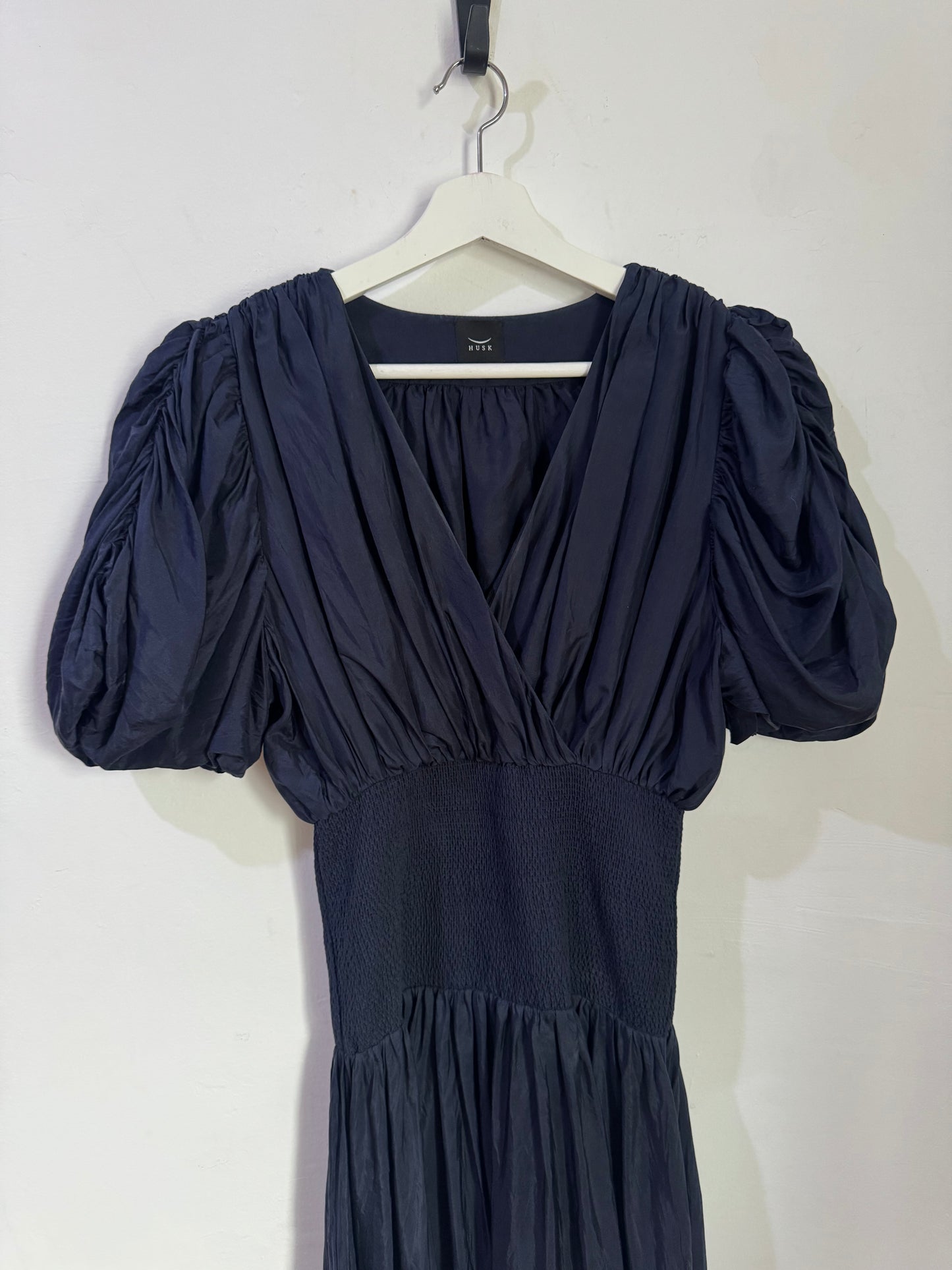 Husk Lucia Navy 100% Silk Dress - Size 8