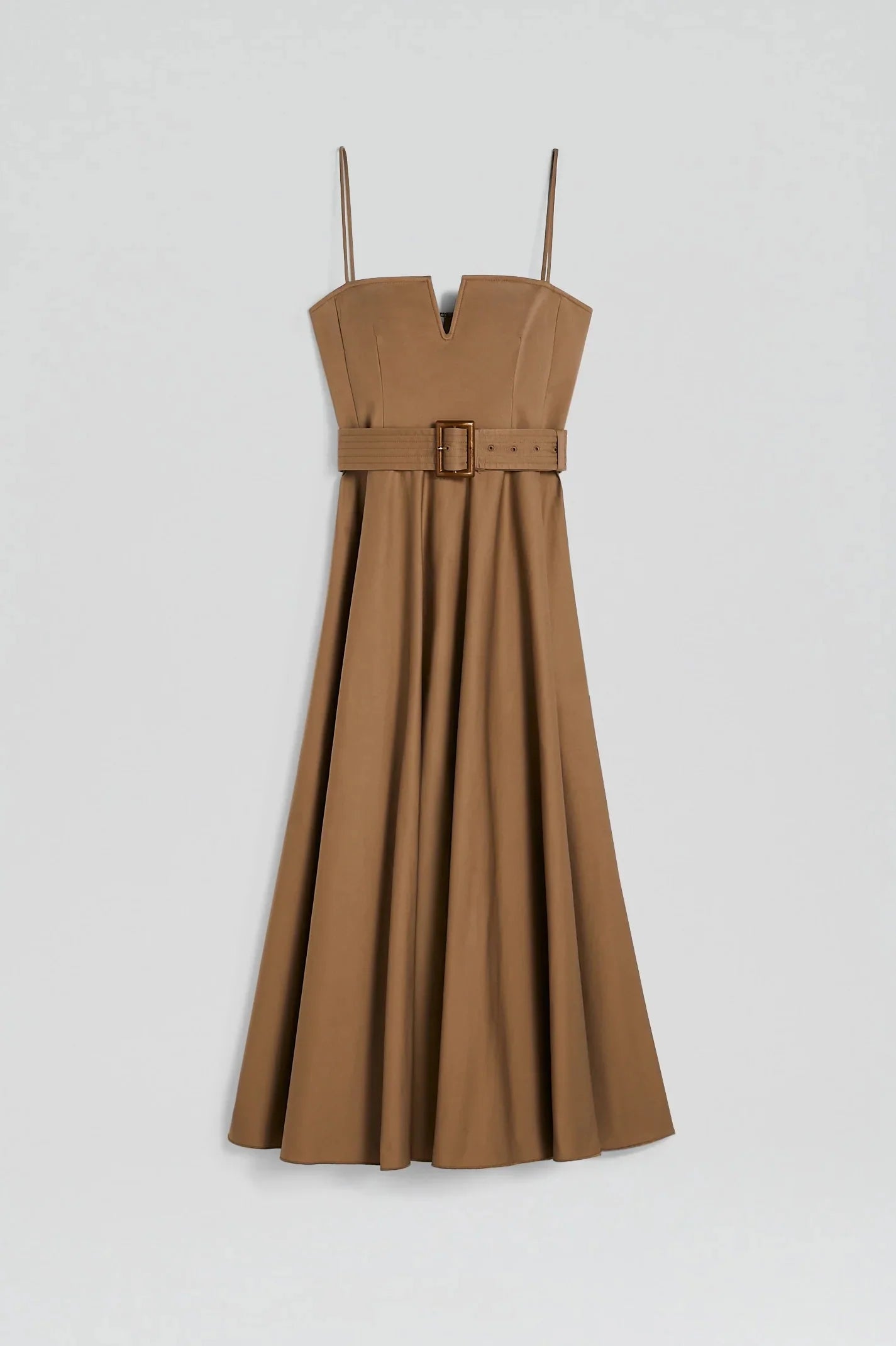 Scanlan Theodore - Sateen Resin Trim Dress, Camel - Size 6