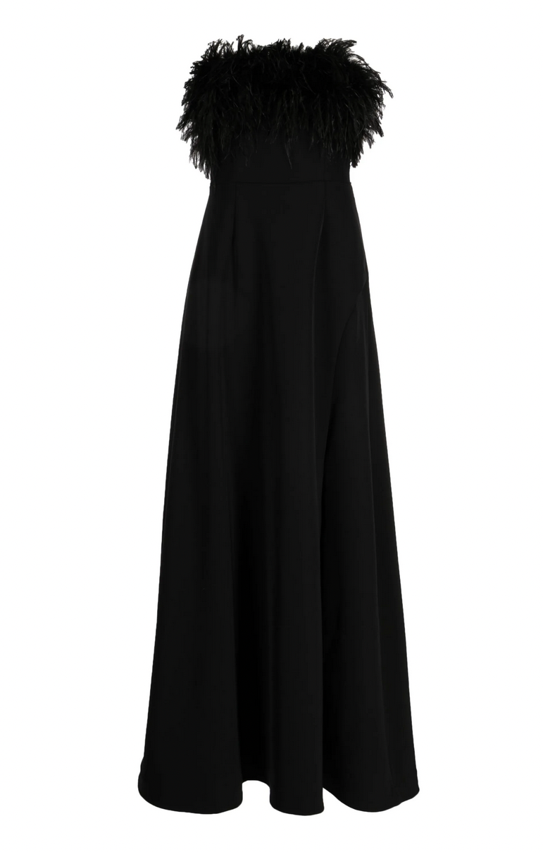 Rachel Gilbert Linc Feather Embellished Strapless Gown - Size 0