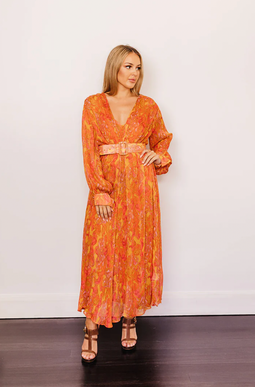Scanlan Theodore Paisley Midi Dress with Slip - Size 12