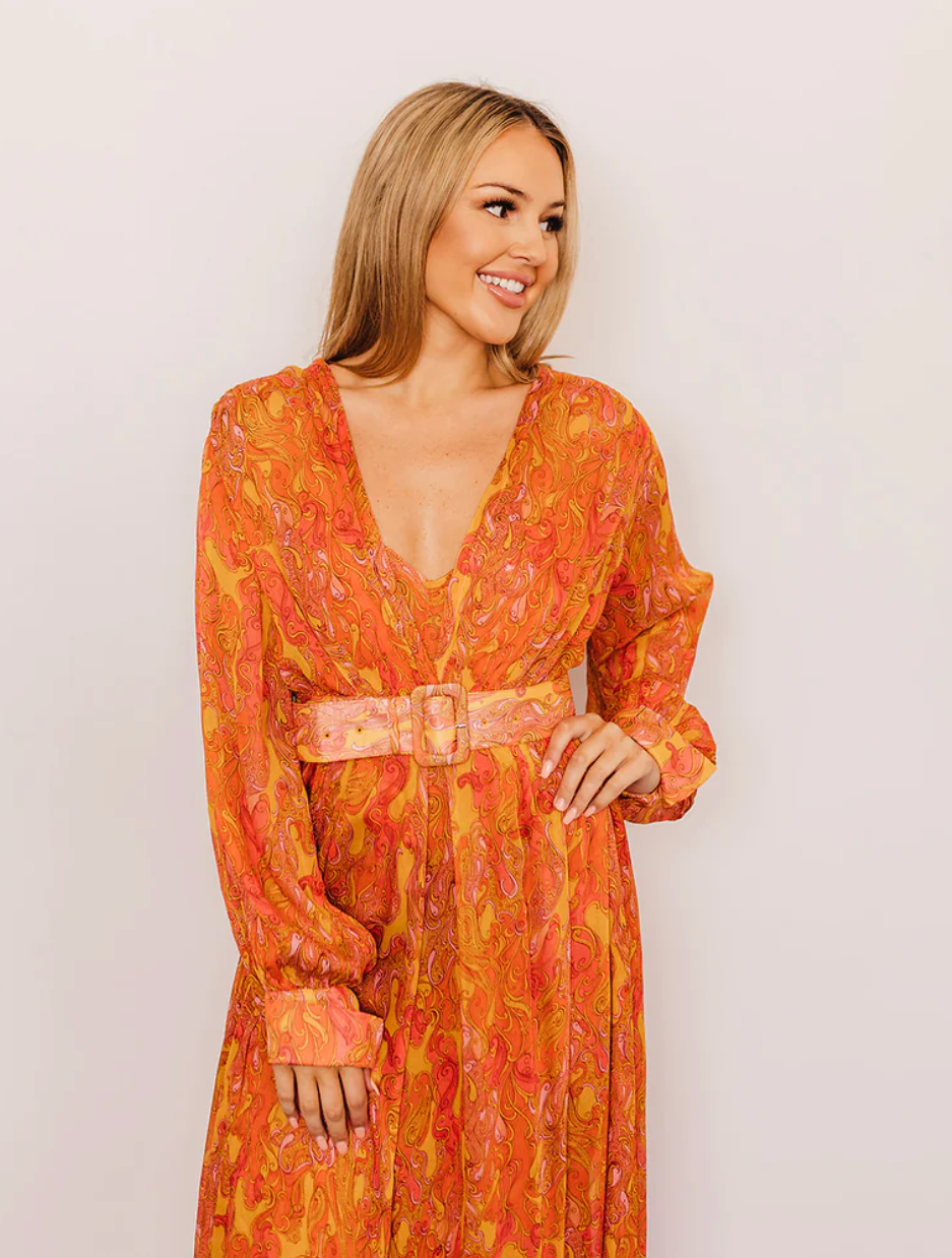 Scanlan Theodore Paisley Midi Dress with Slip - Size 12