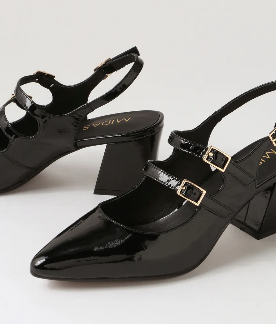 Midas Merina Patent Leather Mary Jane Heels - Size 38 (Brand New in Box)
