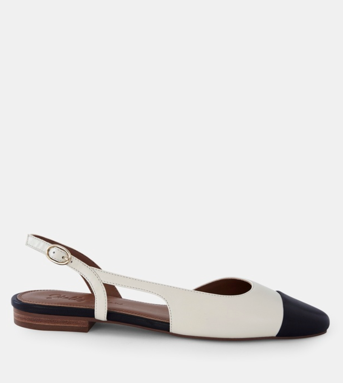 Shelly Shen Bone & Black Lori Flats - Size 38 (Brand New in Box)