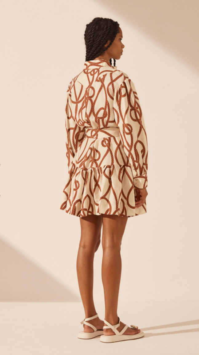 Shona Joy Mouillage Long Sleeve Mini Dress - Size 14