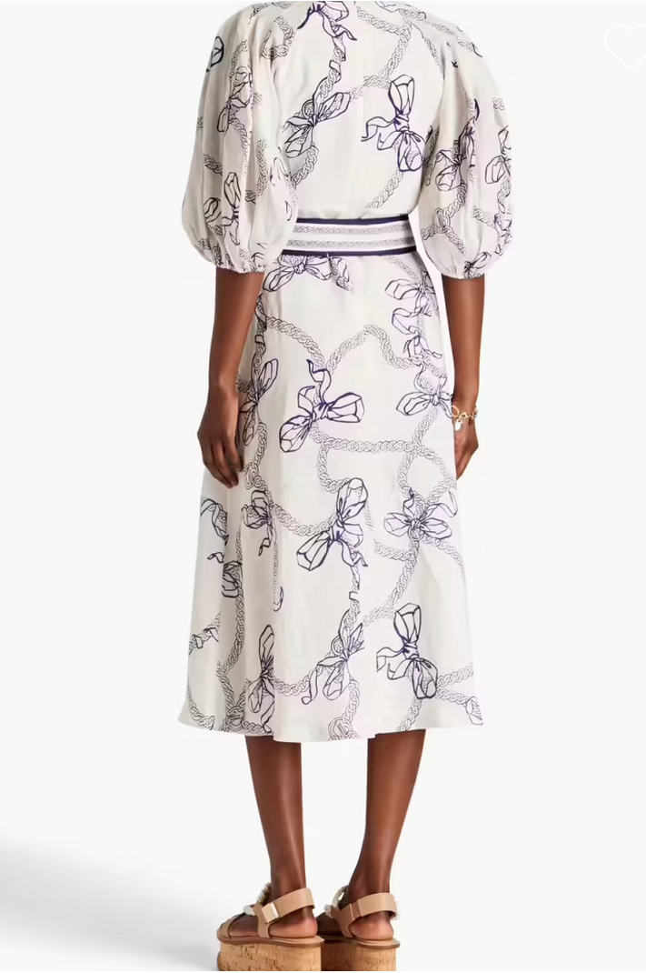 Zimmermann Day Midi Navy Bow Dress - Size 0