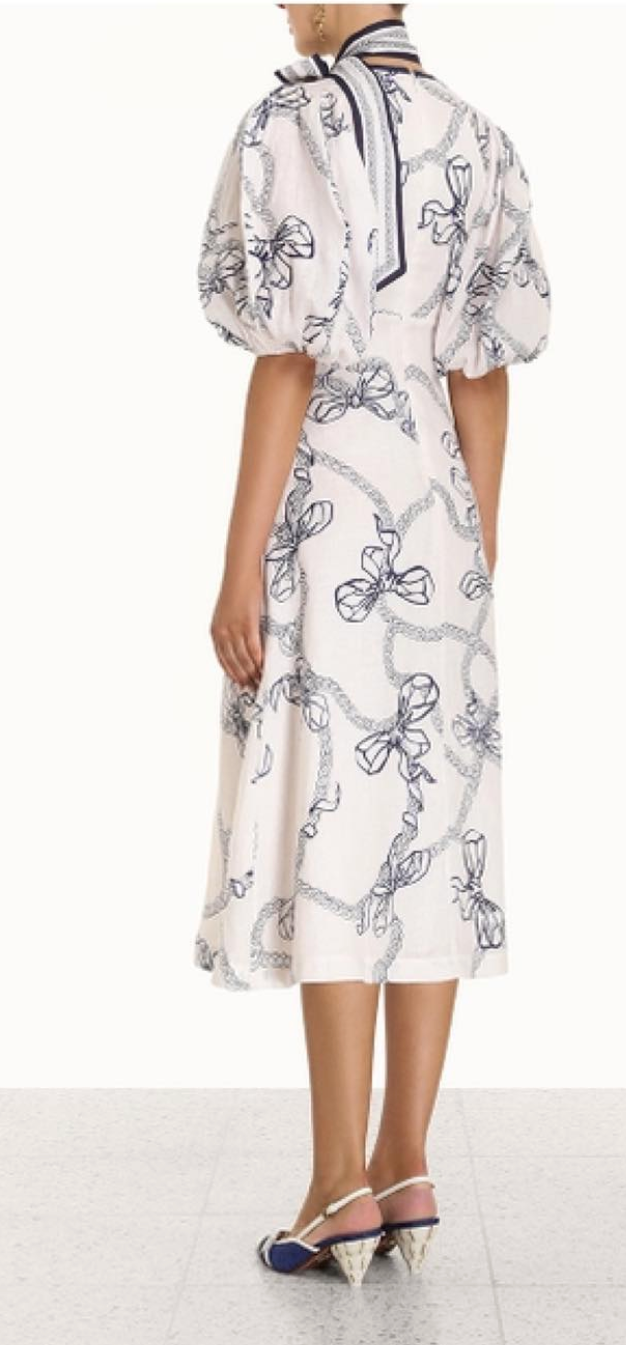 Zimmermann Day Midi Navy Bow Dress - Size 0