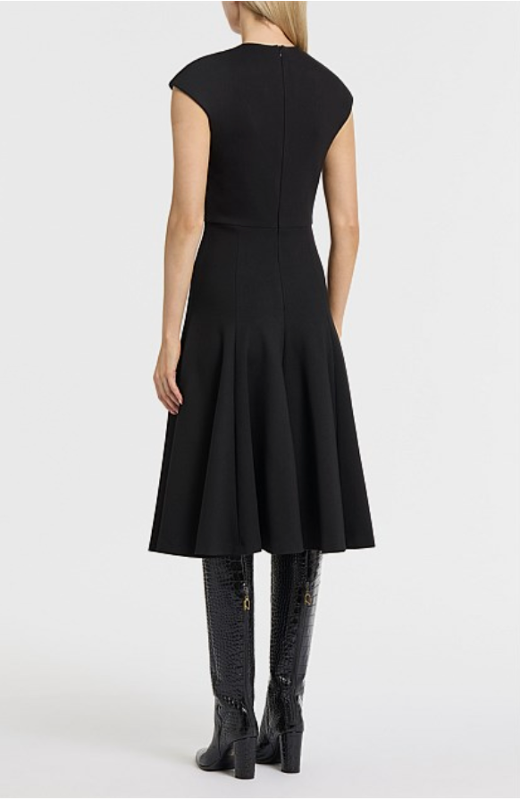 Carla Zampatti Black A-Line Crepe Dress - Size 8