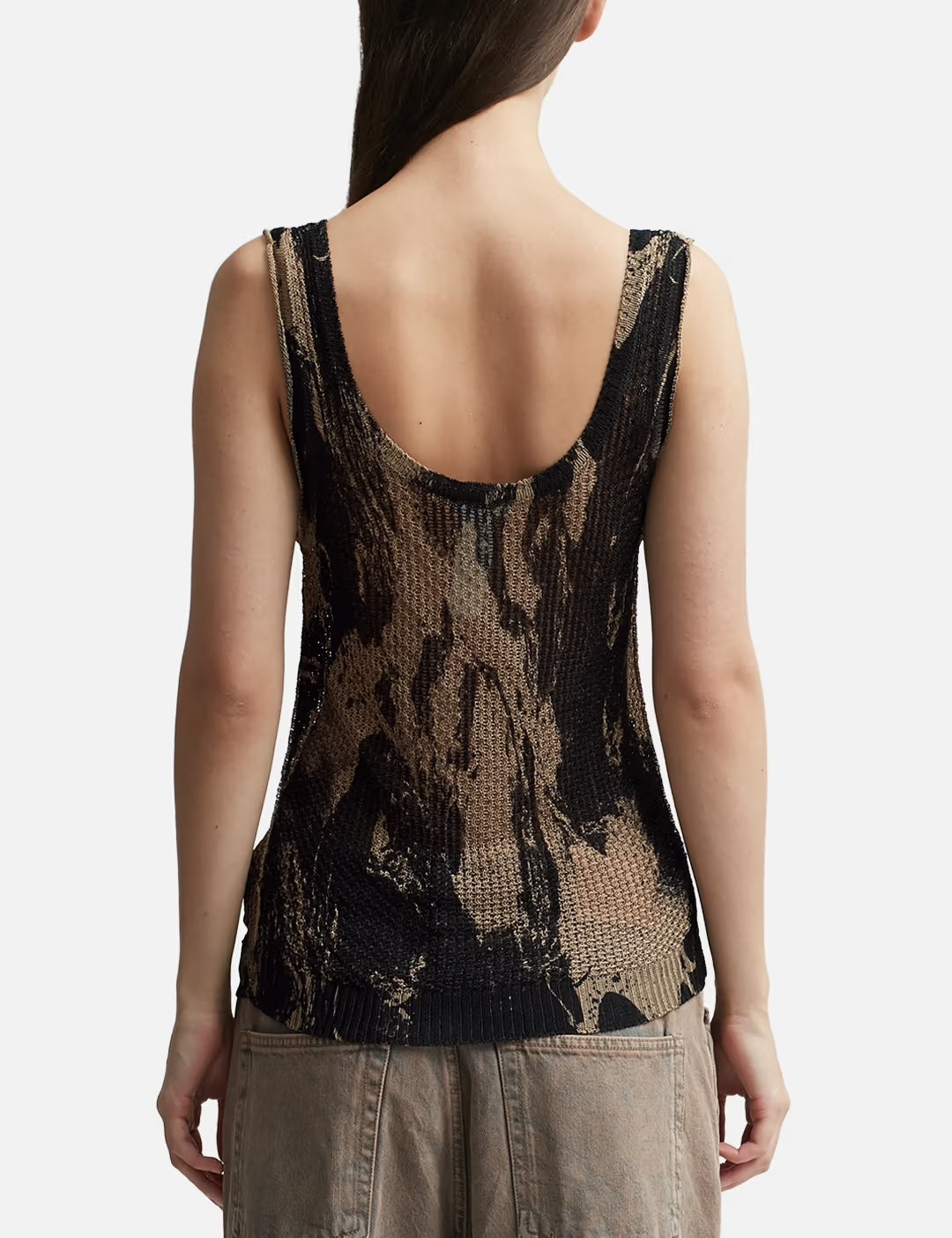 Acne Studios Paint Knitted Vest Tank Camel/Black - Size S