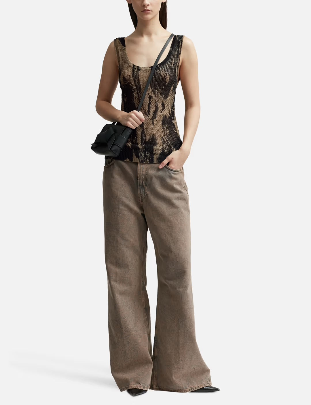 Acne Studios Paint Knitted Vest Tank Camel/Black - Size S