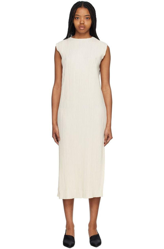 Anine Bing Melanie Cream Ribbed Midi Dress - Size S