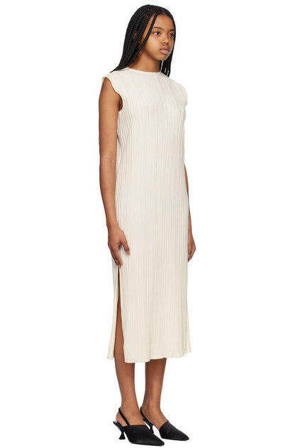 Anine Bing Melanie Cream Ribbed Midi Dress - Size S