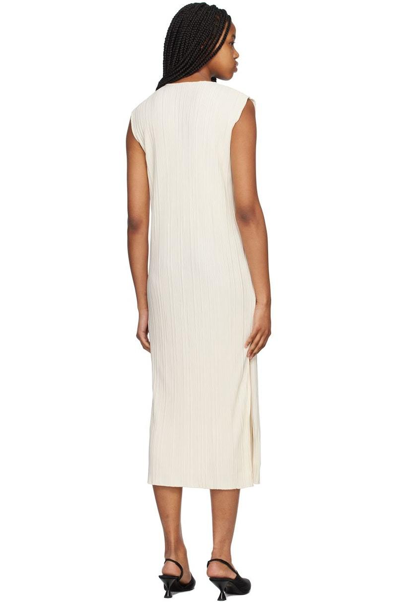 Anine Bing Melanie Cream Ribbed Midi Dress - Size S