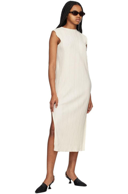 Anine Bing Melanie Cream Ribbed Midi Dress - Size S