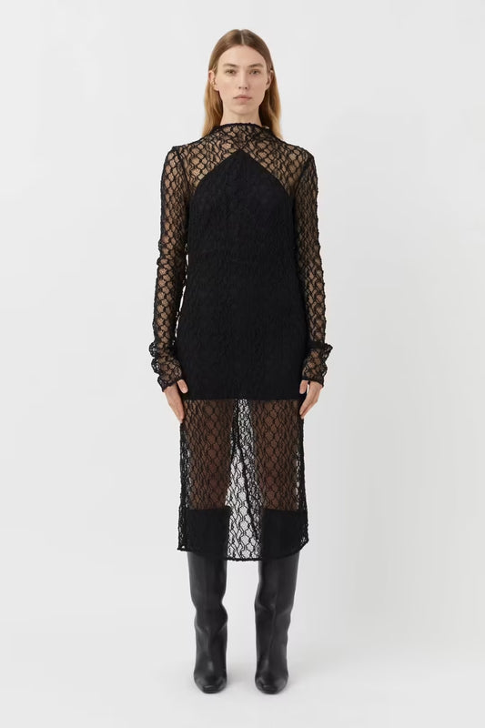 Camilla and Marc Black Lace Sheer Dress - Size 8
